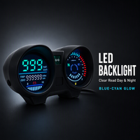 Panel Instrumen Digital Motor Universal Plastik Baru dengan Layar LED CD, Speedometer, Odometer, Pengukur Bahan Bakar, dan Tachometer