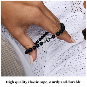 Braccialetti elasticizzati con scritta in agata smerigliata da 6mm con corda elastica con perline bracciale personalizzato <span class=keywords><strong>coppia</strong></span> di 26 lettere - Product Image 6