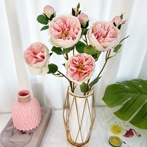 Nuovo Arrivo Transfrontaliero: Composizione Floreale in Stile Austin a 4 Teste, Colori Primaverili, Peonia Occidentale, Centrotavola in Fiori Artificiali Intrecciati - Product Image 4