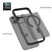Étui de téléphone portable de luxe pour 17 Pro Max, magnétique, étanche, avec technologie NFC, translucide, effet givré, sensation de peau, couleur contrastée