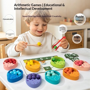 Jeu d'œufs de dinosaures colorés en bois CE CPC pour l'apprentissage des calculs mathématiques et le développement cognitif - Product Image 2