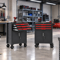 Chariot à outils mobile verrouillable à trois tiroirs et double porte, avec panneau perforé, pour garage, atelier et réparation, OEM ODM