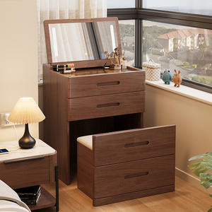 OEM massief houten kaptafel E0-kwaliteit bord Kleine opklapbare nachtkastje Geïntegreerde opbergkast Geen installatie nodig - Product Image 1