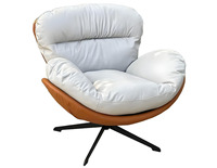 Fauteuil de relaxation pivotant moderne en similicuir, rembourré en éponge, inclinable, avec base métallique, doux et confortable pour salon, appartement, hôtel