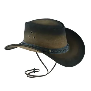 Personal isiertes Design Western Style Breite Krempe mit Kinns chnur Leather ick Cowboy hüte