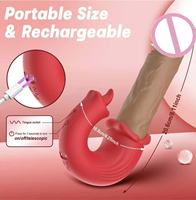 Heißer Zungen-Vibrator mit 10 Stoß- und Leckmodi, G-Punkt und Klitoris-Stimulation, Silikon-Dildo, USB-Aufladbar, 100% Wasserdicht, 40dB