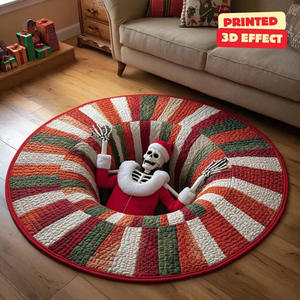 Tapis de sol rond en velours cristal 3D à motif visual, résistant aux taches et lavable, pour la maison - Collection Noël - Product Image 5