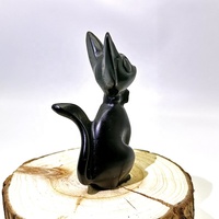 Figurines de chats en obsidienne de Jiji, sculptées à la main, en cristal, vente en gros, pierre précieuse noire naturelle, Europe, Feng Shui, Nouvel An, lettres