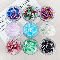 Ensemble de paillettes pour ongles en verre brisé, 9 couleurs, 9 sachets de 5g chacun, pour la manucure DIY et les loisirs créatifs scintillants pour fêtes