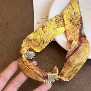 Bracelet manchette ajouré <span class=keywords><strong>en</strong></span> soie imprimée mate style ethnique, bijou personnalisé rétro tendance, sensation haut <span class=keywords><strong>de</strong></span> gamme et audacieuse - Product Image 4