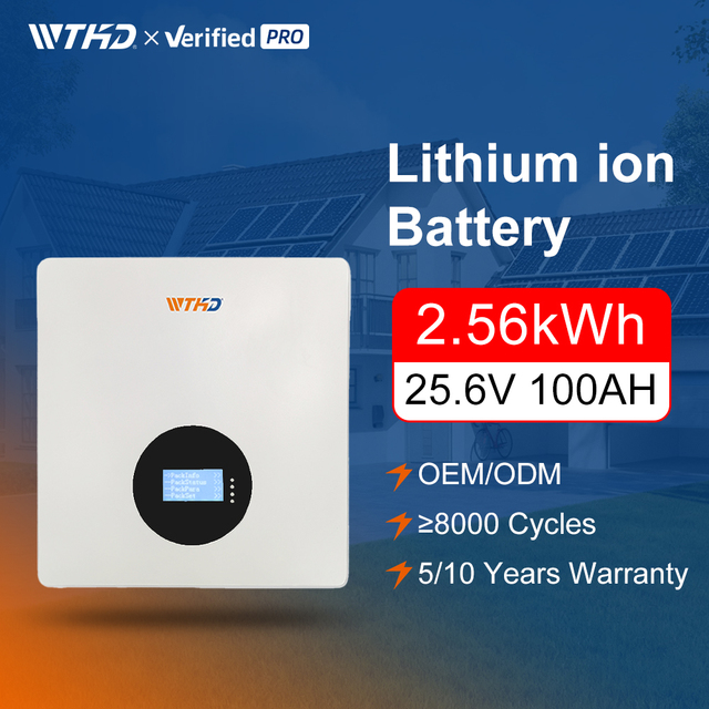 25.6V 100Ah 2.56kWh LiFePO4 Home Energy Storage Wall Mounted Power Wall Lithium Ion Battery Pack