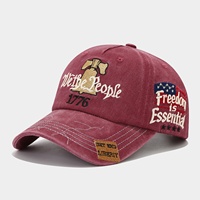 Casquette de baseball réglable à 6 panneaux en PVC, édition 250e anniversaire des États-Unis, broderie, protection solaire, style rétro, colorblock, effet délavé