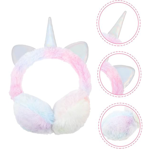 Couvre-oreilles chauds d'hiver super confortables et personnalisés, joli <span class=keywords><strong>bandeau</strong></span> résistant au froid pour enfants, <span class=keywords><strong>cache</strong></span>-oreilles en peluche licorne colorée - Product Image 2