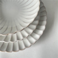 Assiettes de restaurant en grès Ustensiles de cuisson Off Cream White Reactive 12pcs Dinner Set
