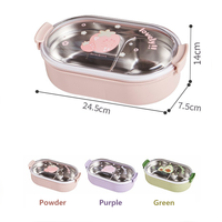 Boîte à bento pour enfants à faible MOQ - Boîte à lunch en acier inoxydable à 2 compartiments avec couvercle PP anti-fuite, récipient alimentaire durable pour garçons et filles