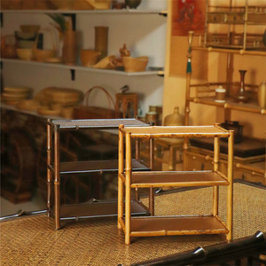 Meilu Bamboo Tea Rack Double Layer Retro Desk Storage For Tea Sets Eco Friendly Bamboo Material - Product Image 4