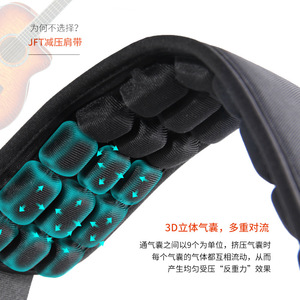 Correa de guitarra con amortiguación de aire JFT, almohadilla para el hombro, diseño 3D transpirable y antipresión para guitarras acústicas y eléctricas - Product Image 1