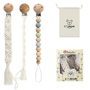 Chaîne de sucettes en coton pour nouveau-né, 0-6 mois, douce, tendance, avec boîte de rangement, coffret cadeau sûr pour enfants - Product Image 3
