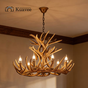 Lámparas Decorativas <span class=keywords><strong>para</strong></span> el Hogar, Lámpara de Techo con Diseño de Astas de Ciervo <span class=keywords><strong>para</strong></span> Sala de Estar, Dormitorio, Villa, Material Ecológico de Resina - Product Image 4