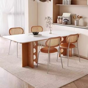 Conjunto de muebles de comedor de Fresno mediterráneo, juego de muebles de comedor rectangulares con 6 sillas para restaurante - Product Image 3