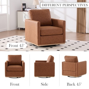 Sillón Giratorio Cuadrado Tapizado M <span class=keywords><strong>y</strong></span> Cómodo Sillón Individual de PU, Sillón con Brazos para Sala de Estar - Product Image 4