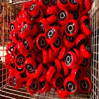 Roulettes pivotantes en PU à noyau en plastique robuste rouge, amortissement par ressort, charge maximale de 500 kg, sans entretien