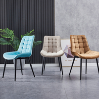Chaise de Salle à Manger de Restaurant Moderne Luxe Nordique Vert Bleu Gris Rembourrée en Tissu Velours pour Table de Salle à Manger