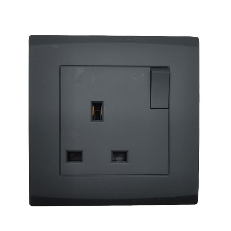 3 Round Pin 13A Black UK British Type Power Home Circular Electrical Wall Socket Outlet With Switch