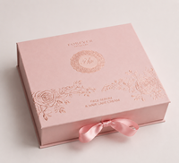 Boîte cadeau magnétique rose de qualité supérieure pour flacon de soin de la peau, emballage personnalisé pour produits de soin, boîte vide avec logo estampé rose pour ensemble de sérum et crème
