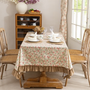 Phong Cách Mục Vụ Hoa Lãng Mạn Mô Hình In Sáng Khăn Trải Bàn Với Rộng Ruffle Cạnh Đám Cưới Đảng Vườn Trang Trí Nội Thất Bảng Vải - Product Image 6