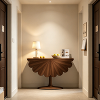 Table console moderne en bois massif avec base sur pieds, garantie de 2 ans, meuble de rangement pour salon, durable et facile à nettoyer