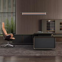 Bureau de direction intelligent haut de gamme personnalisé, nouveau design, bureau d'ordinateur de direction durable avec panneau de style bois