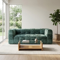 Ensemble de canapés Chesterfield français pour petit appartement, salon, design moderne, housse en tissu compressé sous vide, rembourrage en éponge