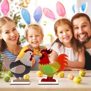 木製イースターカタツムリひよこ雄鶏オーナメント 室内用 フェスティバル ホームデコレーション 中国製 - Product Image 3