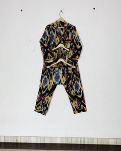 Ensembles de pyjama en coton style vintage, col boutonné, imprimé à la main, respirants, pour l'été - Product Image 3