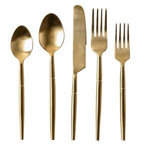 Ensemble complet de couverts élégants en acier inoxydable pour dîner, cuillères à dessert, couteaux - Durables et portables pour les dîners en famille - Product Image 1