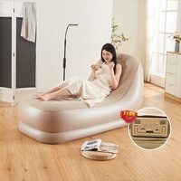 Canapé gonflable pliable avec revêtement en PVC floqué, imperméable, portable, chaise inclinable de camping d'extérieur avec fonction massage