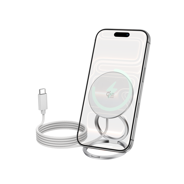 25W Magnetic Wireless Fast Charger Ultra Thin Portable Braided Charging Cable Qi2.2 Wireless Charger for Phone Series