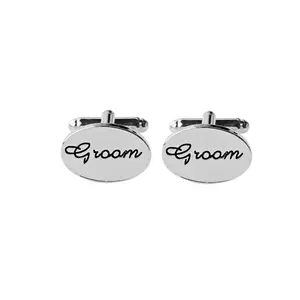 20mm OEM High Quality Custom Logo Alloy Oval Cufflinks For Men Plating Cufflink