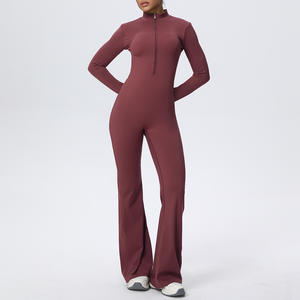 Mono de yoga personalizado para mujer, talla grande, elástico en 4 direcciones, manga larga, con cremallera, transpirable, de secado rápido, cintura alta, levanta glúteos, para pilates y fitness - Product Image 6