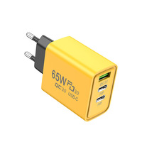 Pengisi Daya Cepat 65W 3-Port USB Type-C, Kepala Pengisi Daya Multi-Port Lintas Negara untuk Ponsel AS dan Eropa