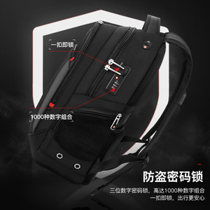 Laptop <b>Backpack</b> Men Black Solid Color Breathable Business Travel Shoulder <b>Straps</b> With Laptop Compartment Spring 2025 - Product Image 2