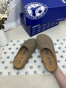 <span class=keywords><strong>Sandali</strong></span> piatti da donna <span class=keywords><strong>per</strong></span> esterni in vera pelle scamosciata con plantare in sughero, punta chiusa, di tendenza, casual e comodi <span class=keywords><strong>per</strong></span> <span class=keywords><strong>camminare</strong></span> - Product Image 4