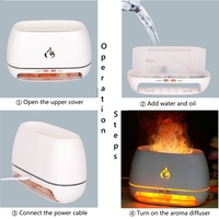 Diffuseur d'huiles essentielles portable USB 200 ml avec pierres de sel de l'Himalaya, 7 couleurs LED et effet flamme