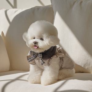 2025 sonbahar ve kış yeni iki parçalı haki yay kazak ceket + kürk eşarp kedi küçük köpek giysileri - Product Image 4