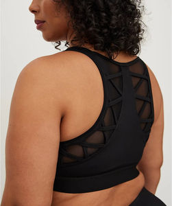 2025 OEM Damen Sport BraYoga Plus Size Mesh Crop Top Fitness Laufen Stoß fester Yoga BH Hohl Abnehmbare Cups Yoga Sport BH - Product Image 4