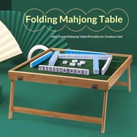 Table de Mahjong d'extérieur en bois massif, pliable et portable pour la maison, ensemble de voyage pour dortoirs, mini tuiles de Mahjong polies à la main, ensemble populaire en ligne