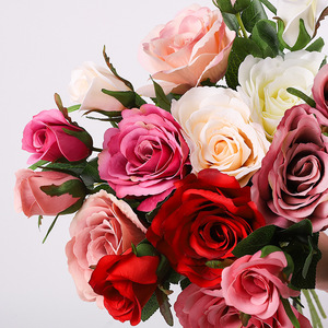 Ramo de Flores Artificiales de Seda, Alta Simulación, Decoración para Bodas y Hogar, Reutilizable, Arreglo Interior, Estilo Clásico - Product Image 3