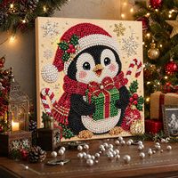 Peinture diamantée Penguin entièrement ornée de diamants, artisanale, moderne et minimaliste, art mural décoratif, en stock pour les vendeurs transfrontaliers