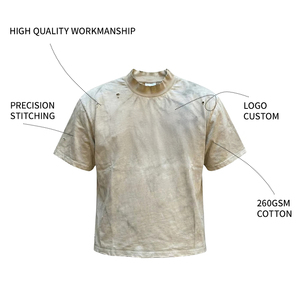 T-shirt Oversize Corta OEM da Uomo, Pesante 260gsm, Vintage con Lavaggio Enzimatico Effetto Usurato, 100% Cotone, Stampa DTG Personalizzata - Product Image 2